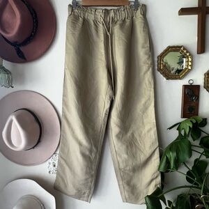 ANN TAYLOR pull on‎ elastic waist linen blend pants straight Women’s SIZE MEDIUM
